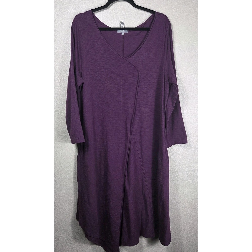 Habitat Purple Asymmetrical Cotton Tunic Dress Women's Large Lagenlook Artsy